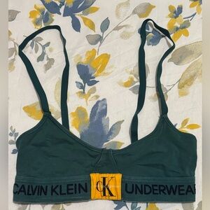 Calvin Klein Dark Green Bralette with Yellow Accent